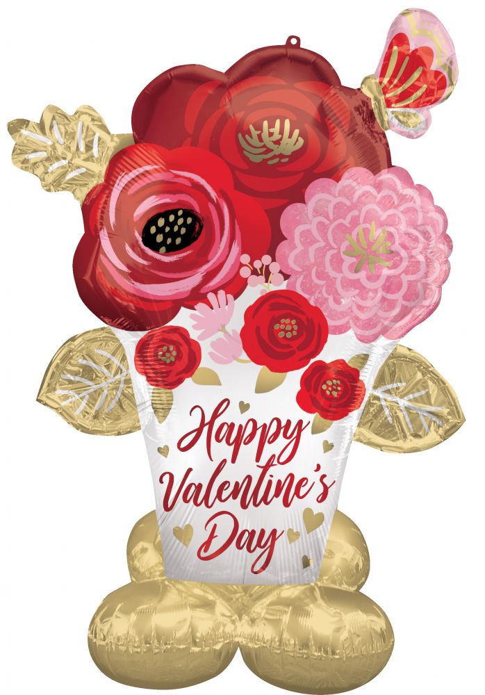 Happy Valentine's Day Satin Painted Flowers AirLoonz™